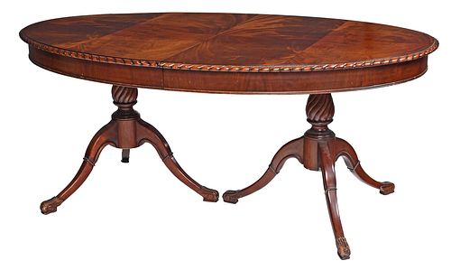 Classical Style Figured Mahogany Pedestal Dining Table