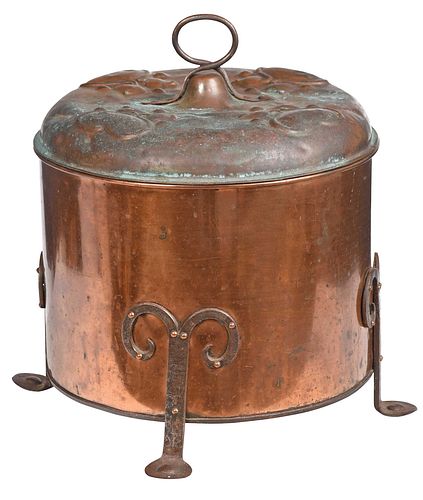 Large Lidded Arts and Crafts Copper Pot 
