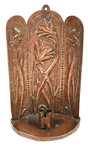 John Pearson Arts and Crafts Embossed Copper Sconce