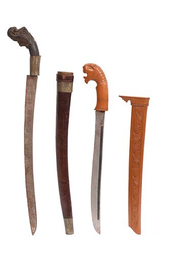Two Malay Swords (Klewang) with Figured Hilts