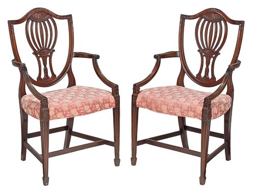 Fine Pair of George III Carved Mahogany Armchairs