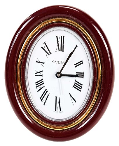Cartier Miniature Desk Clock in Leather Case