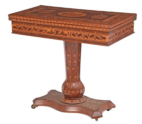 Irish Killarney Fruitwood and Marquetry Games Table