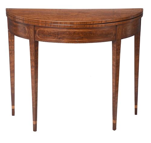 MESDA Documented Baltimore Federal Inlaid Mahogany Demilune Card Table