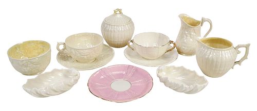 44 Piece Set of Belleek Opaline Porcelain Table Objects and Two Lenox Salts