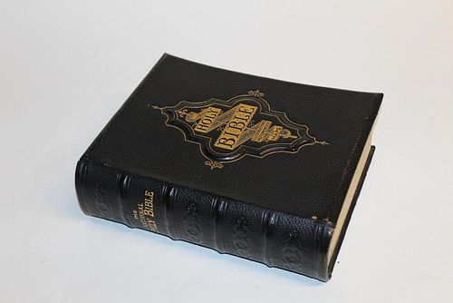 Antique English leather bound Holy Bible