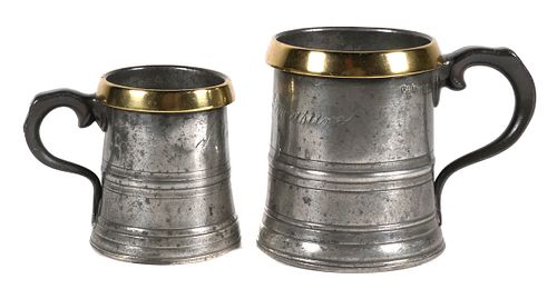 19th C. Pint and Half Pint Pewter Tankards