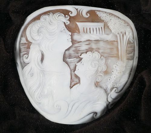 Antique Large Carved Shell Cameo "Arianna"