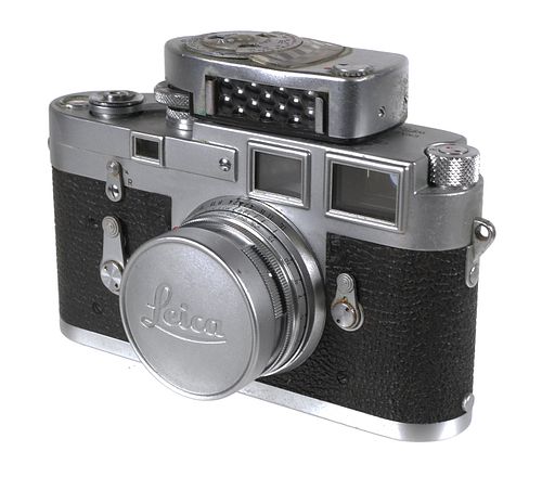 Vintage Leica M3 Camera, Meter MC and Lens