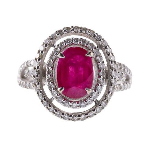 2.33ct Ruby Diamond 18k Gold Cocktail Ring