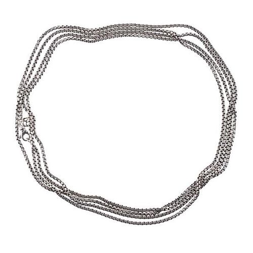 David Yurman Silver 14k Gold Box Chain Long Necklace