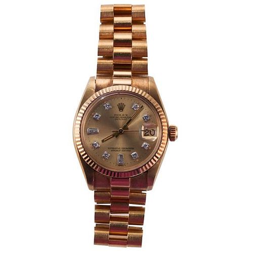 Rolex Datejust Diamond 18k Gold Midsize Watch 6827