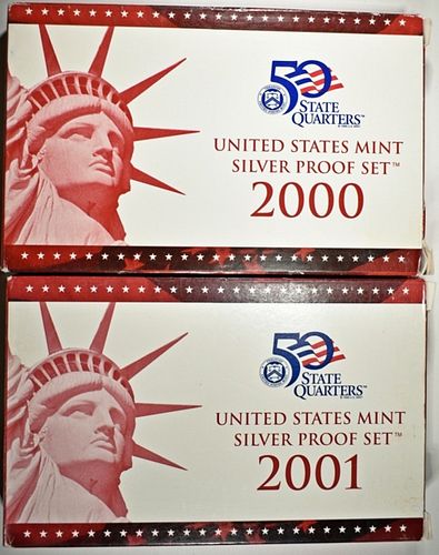 2000 & 2001 US SILVER PROOF SETS