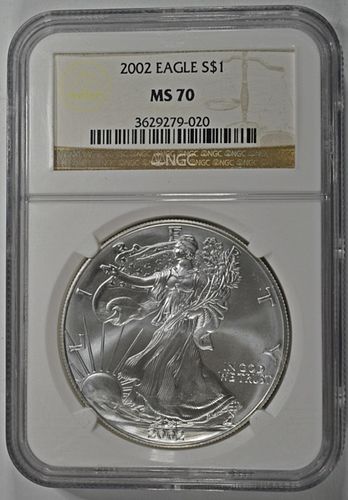 2002 AMERICAN SILVER EAGLE NGC MS70