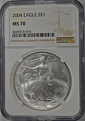 2004 AMERICAN SILVER EAGLE NGC MS70