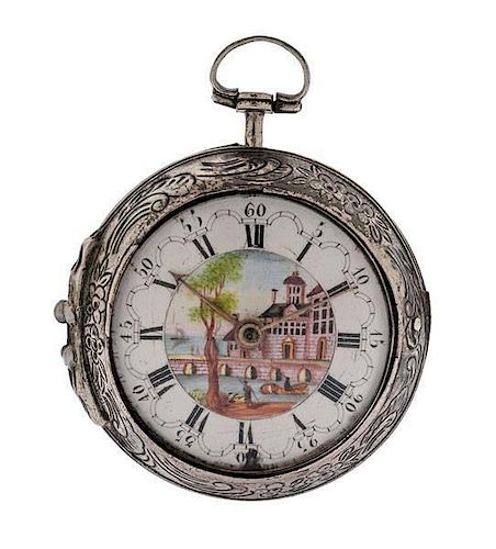 John Worke Silver Repoussé Paired-Case Pocket Watch Ca. 1760 