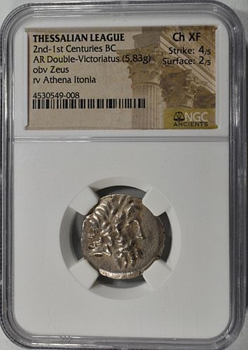 2ND-1ST CENT. BC AR DOUBLE-VICTORIATUS NGC CH XF