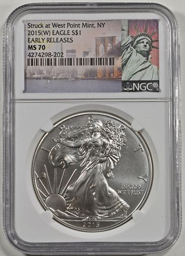2015 (W) AMERICAN SILVER EAGLE NGC MS70