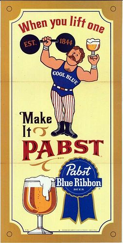 1971 Pabst Blue Ribbon Beer "When You List One" Poster Sign 
