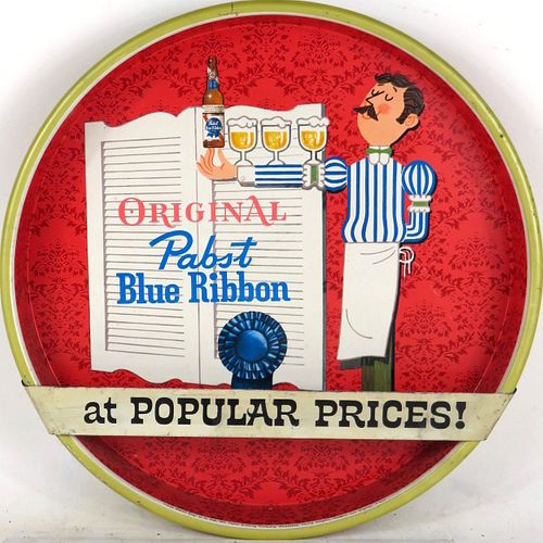 1962 Pabst Blue Ribbon Beer 13 inch tray Metal Indoor Wall Sign 