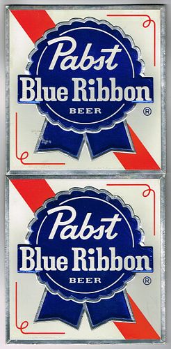 Lot of Two Pabst Blue Ribbon Beer Foil Wall Signs 