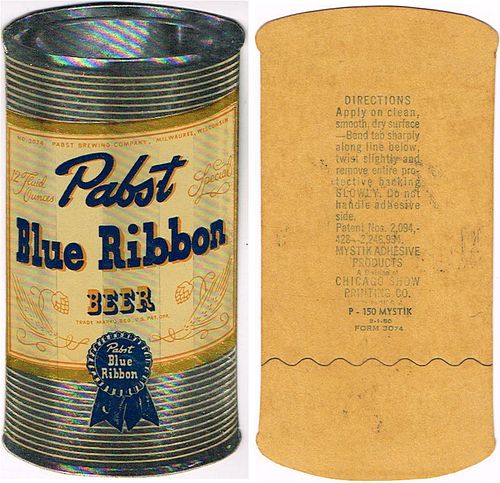 1950 Pabst Blue Ribbon Beer Decal 