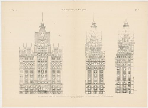 1890 Elevations for the Pabst Building from the Inland Architect 
