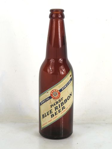 1933 Pabst Blue Ribbon Special Beer 12oz Paper Label Bottle 