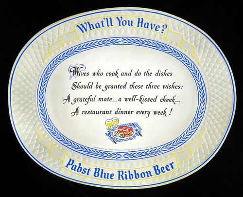 1954 Pabst Blue Ribbon Beer (M - 466) Plastic Placemat 