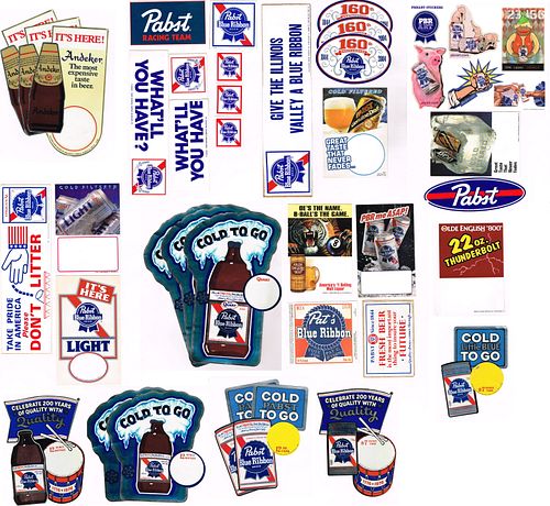 Lot of 36 Pabst Blue Ribbon Beer Decal signs 