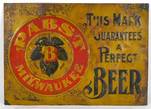 Circa 1895 Pabst Beer Tin Sign "This Mark Guarantees A Perfect Beer"