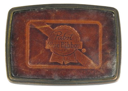 1972 Pabst Beer Brass & Leather Belt Buckle 