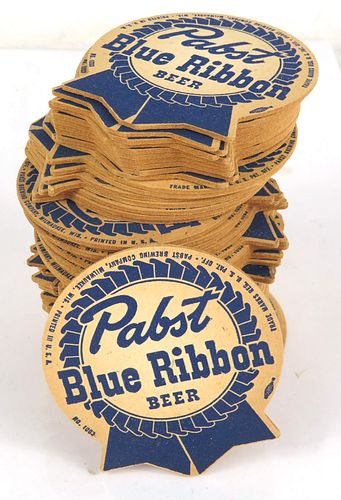 1951 Partial Sleeve of Pabst Beer Die Cut "New Logo" Coaster 3¾ inch coaster Coaster 