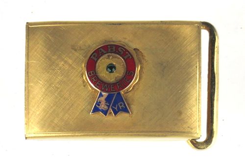 1974 Pabst Breweries 35 Year "12K Gold" & Ruby Belt Buckle 