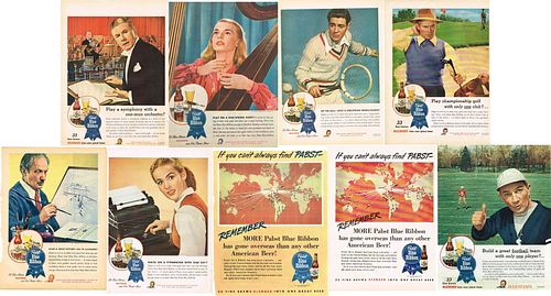 Lot of 9 1945 Pabst Beer "33 Fine Brews" Magazine Ads 