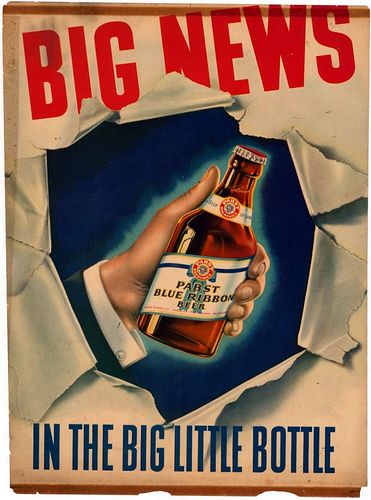 1936 Pabst Blue Ribbon Beer "Big News" Sign 