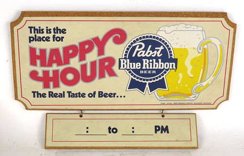1984 Pabst Beer Wooden Plaque "Happy Hour" Wooden Sign 