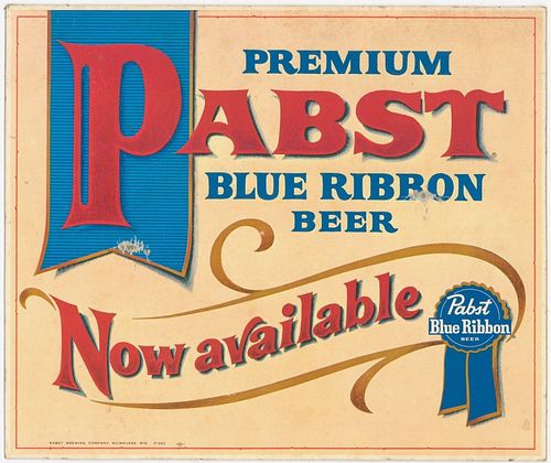 1968 Pabst Blue Ribbon Beer "Now Available" (P - 682) Sign 