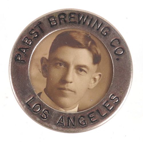 1953 Pabst Brewery Employee Badge w/Photo Pinback Los Angeles California