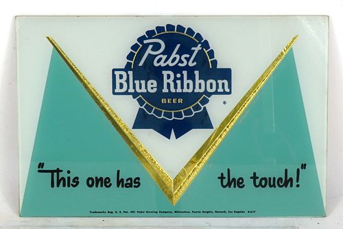 1952 Pabst Beer (R - 617) Reverse Painted Glass Sign 