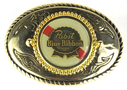 1975 Pabst Blue Ribbon Beer gold with inlay Belt Buckle 