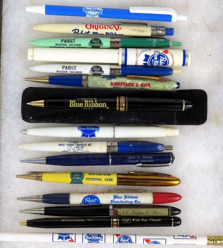 Lot of 15 1940s - 80s Pabst Beer Pens & Pencils 