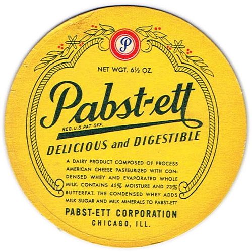 1925 Pabst - ett American Cheese No Ref. Coaster 
