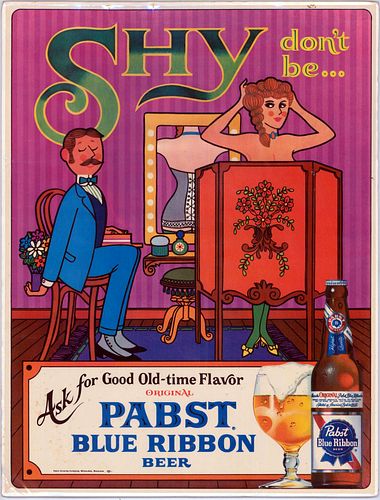 1970 Pabst Blue Ribbon "Don't Be Shy..." Sign 