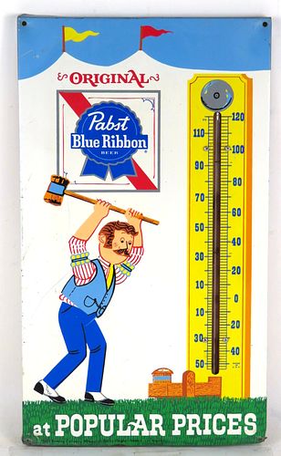 1962 Pabst Blue Ribbon Beer (high - striker game) Thermometer 