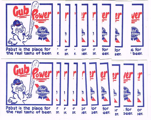 Lot of 20 Pabst Beer "Cub Power" Small Paper Signs 
