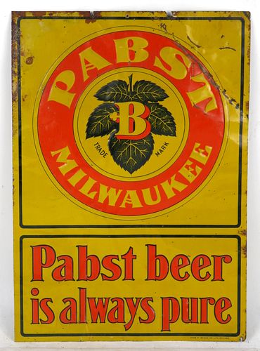 1905 Pabst Beer Is Always Pure Metal Indoor Wall Sign 