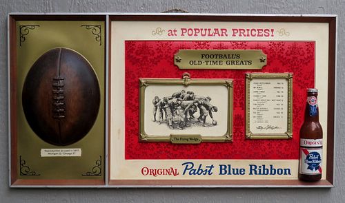 1967 Pabst Blue Ribbon Beer (P - 82) Football Plastic Indoor Wall Sign 