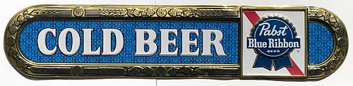 1972 Pabst Blue Ribbon Beer "Cold Beer" Plastic Indoor Wall Sign 