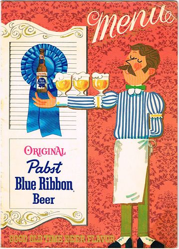 1962 Pabst Blue Ribbon Beer Bartender Menu Cover 